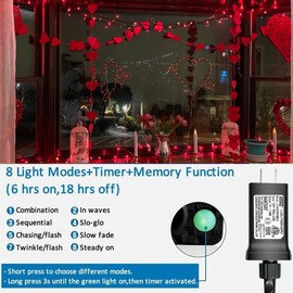 YEGUO Red Christmas Lights Outdoor Waterproof, 200 LED String Lights Indoor, 8 Modes 66ft Green Wire Twinkle Lights Plug in for Yard Party Tree Xmas