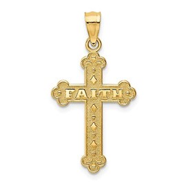 IceCarats 14K Solid Yellow Gold Faith Holy Cross Necklace Religious Chain Pendant Jesus Christ Charm Only