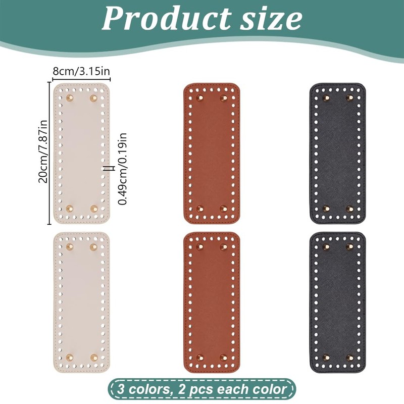 FREEBLOSS Pack of 6 Leather Bag Base Rectangular Bag Base