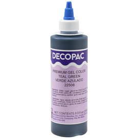 DECOPAC Premium Gel Food Color, Edible Coloring For Use with Buttercream or Whipped Icing, Fondant & Piping Gel, Highly Concentrated Gel, 8oz - Teal Green