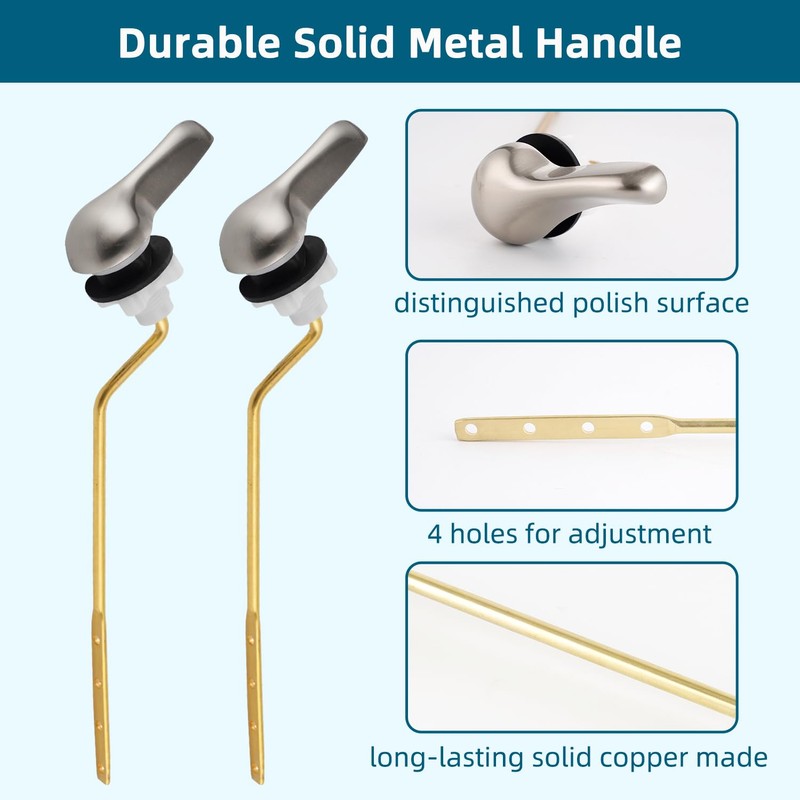 Hygie Rinse 2PCS Universal Metal Toilet Handle Replacement Kit Side