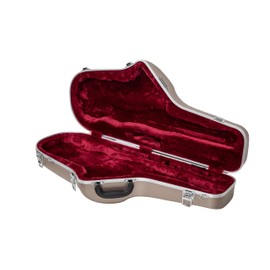 Crossrock ABS Tenor Saxophone Case – Contoured Champagne Finish, Burgundy Velvet Interior, Accessory Pocket, Security Lock & Detachable Strap