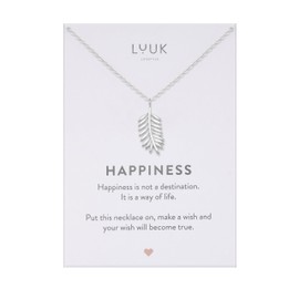 LUUK LIFESTYLE Necklace with Olive I Palme branch pendant, ancient symbol of nature and peace, women's jewellery, silver