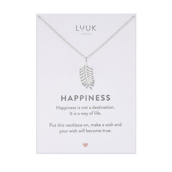 LUUK LIFESTYLE Necklace with Olive I Palme branch pendant, ancient