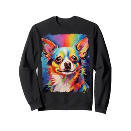 Pop Art Dog Chihuahua Long Hair Rainbow Sweatshirt
