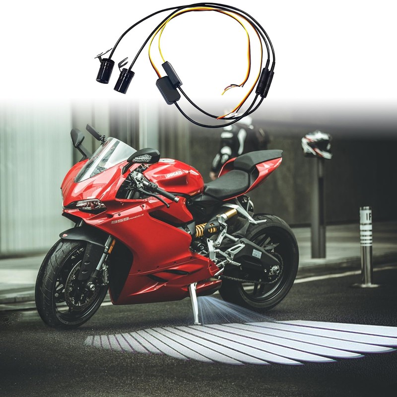 SWTHM 2Pcs Motorcycle Projector Lights for Angel Wing Logo, Universal