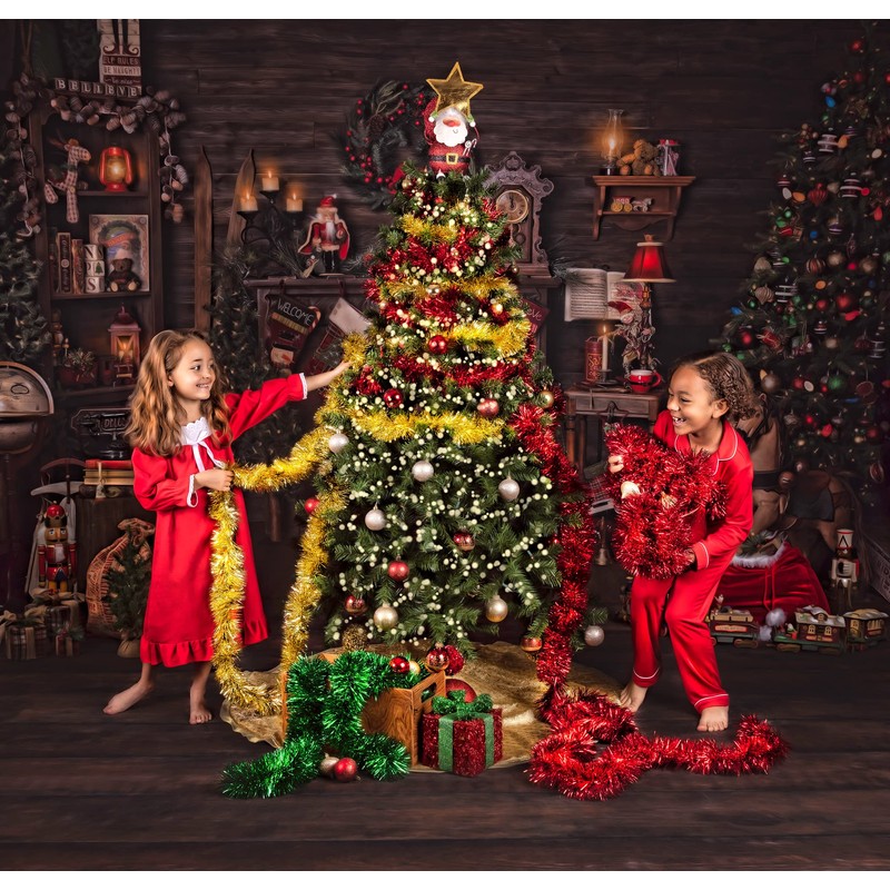 2 Pack Red Super Duper Thick Tinsel Garland 50 Ft