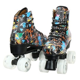 Roller Skates for Women and Mens, Classic High-top 4 Wheels Skating Roller Double Row Skates for Indoor and Outdoor Unisex, Boys and Girls with Bag (Black b,38)
