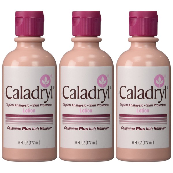 Caladryl Lotion, Calamine Plus Itch Reliever, 6 Fl Oz (Pack of 3)