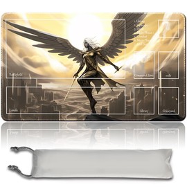 Board Game MTG Playmat + Free Waterproof Bag, Stitched Edges, Smooth Rubber Surface, MTG PlayMat with Zones (An Original Angel of Flight Alabaster Playmat) (INNISTRAD CRIMSON VOW KEY ARTWORK)