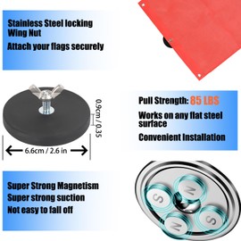 NVAAV 4PCS Heavy Duty Magnet for Wire Loop Flags, Mesh Safety Flag, Oversize Wide Load Sign - Strong Magnetic Flag Mount for Cargo Truck