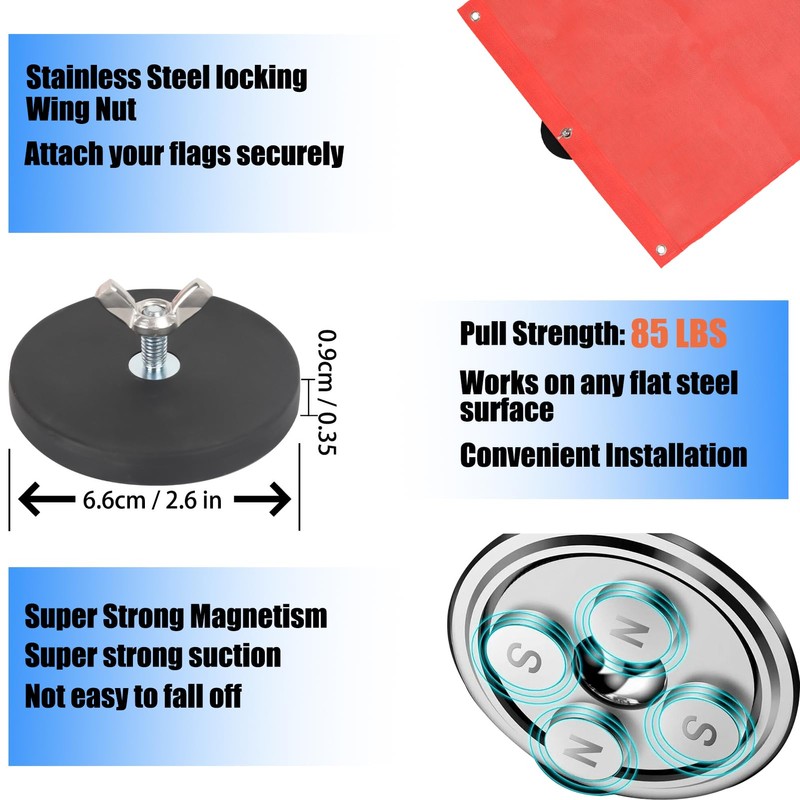 NVAAV 4PCS Heavy Duty Magnet for Wire Loop Flags, Mesh