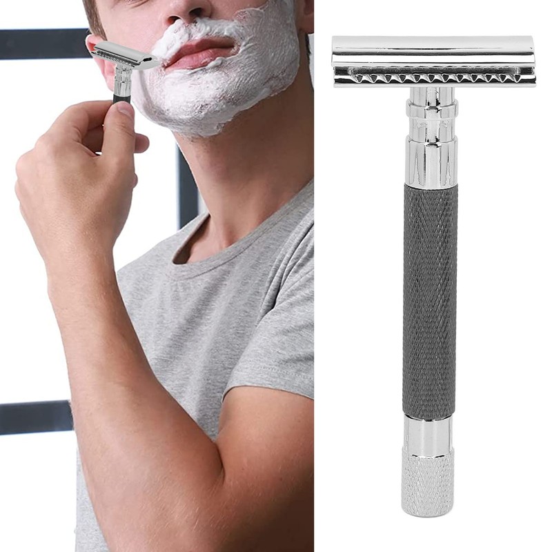 Double Edge Safety Razor Long Handle Manual Zinc Alloy Safety