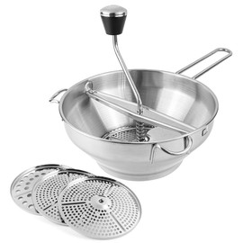 Stainless Steel Potato Ricer with 3 Interchangeable Discs – Heavy Duty Food Mill for Perfect Mashed Potatoes, Tomato Sauce, Canning, Baby Food