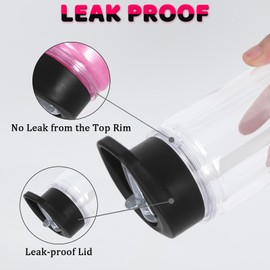 Maucircol 10 Oz Plastic Kids Snowglobe Tumbler with Pre-Drilled Hole and Plug, 6 Pack Double Wall Acrylic Snowglobe Cup for Glitter, Black