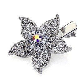Hair Clips for Women Faux Rhinestone Floral Hair Clips Decorative, White