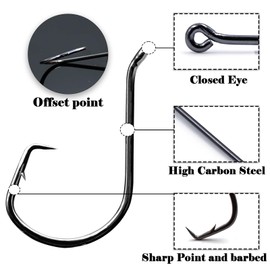 9KM DWLIFE Octopus Circle Hooks 25Pcs Fishing Catfish Hook Black/Barbed/Offset/Closed Eye for Fishing Rigs Saltwater Freshwater(Size 7/0)