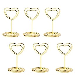 Jofefe 20pcs Mini Place Card Holders Table Number Stand Table Card Holder Wire Table Picture Photo Holder with Heart Shape Menu Memo Clips for Wedding Favors, Gold
