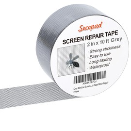 Secopad Grey Window Screen Repair Tape, 2IN X 10FT (120IN) Screen Repair Kit for Windows or Doors, Strong Adhesive Screen Patch Fiberglass Tape Mesh Repair