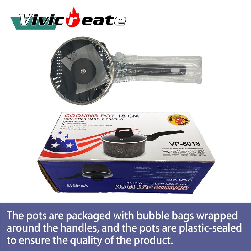 Vivicreate cast aluminum stock pot pan with lid, Marble color