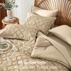ALAOOKKA Khaki Tufted Comforter Set King Size 7 Piece Bed