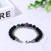 Oidea Black Tourmaline Bracelet: Mens Womens Adjustable Skull Layered Stainless