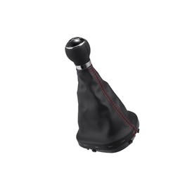 Partuto 6 Speed Manual Gear Shift Knob with Boot Dust Cover Compatible for VW Caddy II 2 2004-2009, Durable Faux Leather Black Red Stick Shifter Lever Knob Replacement