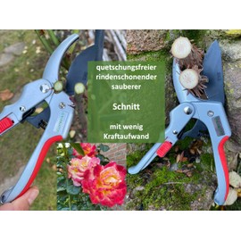 Kleeblatt GbR - Secateurs up to 60% energy saving pruning shears, rose shears, pruning shears, cuts up to 26 mm diameter, ergonomic handle for right-handed and left-handed users, fruit tree shears,