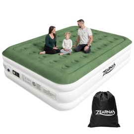 Zearna 2025 Upgraded Queen Air Mattress with Built in Pump，16'' Comfort Blow up Mattress, Quiet Surface Portable Inflatable Mattress, Air Bed with Storage Bag for Guests, Home, Camping, 660 lbs Max