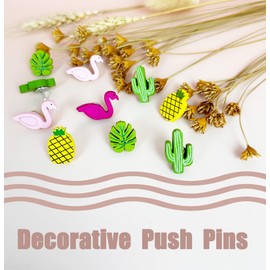 30Pcs Wood Push Pins,Decorative Push Pins,Wooden Pins and Tacks Cork Board Thumb Tacks, Cute Thumbtack for Office Decorative Tacks for Bulletin Board ，Map Pins or Class Home (Mixedpattern-30 Pcs)