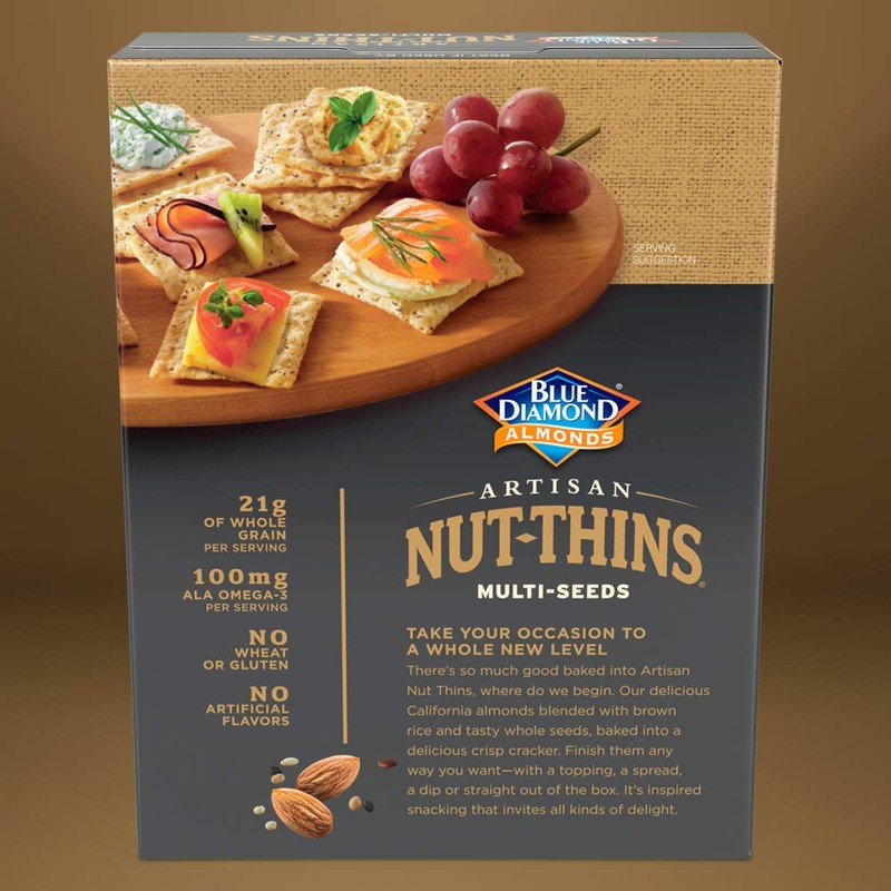 Blue Diamond Almonds Artisan Nut Thins Cracker Crisps, Multi-Seeds, 4.25