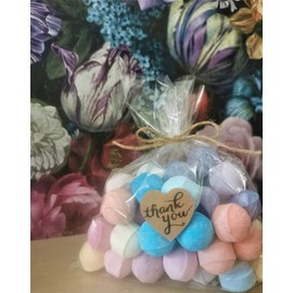 Thank You Teacher Leaving Present TA Gift Wrapped 20 Fragranced Scented Bath Bombs Chill Pills Mini Marbles Vegan