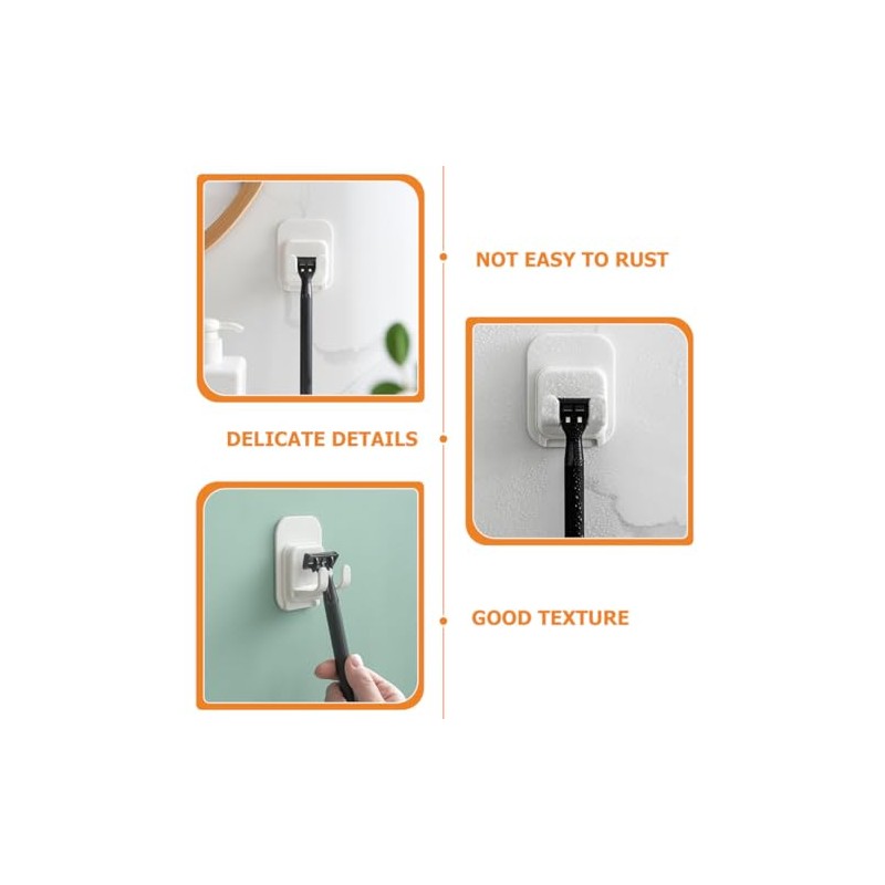 Porta Rastrillos para Baño 4 Ganchos Adhesivos, Soporte para Maquinilla