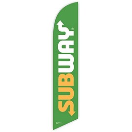 GLOBAL ADVERTISING SOLUTIONS Subway Feather Flag Eye Catching Banner Sign for Business and Marketing Replacement Flag Only Without Hardware (Light Green Flag With White Yellow Text)