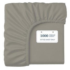 Lane Linen 100% Egyptian Cotton Queen Size Fitted Sheet Only (61"x81" + 16") - Elegant Sateen Weave, Ultra Soft, Breathable, Highly Durable, Deep Pockets Upto 17" - Silver