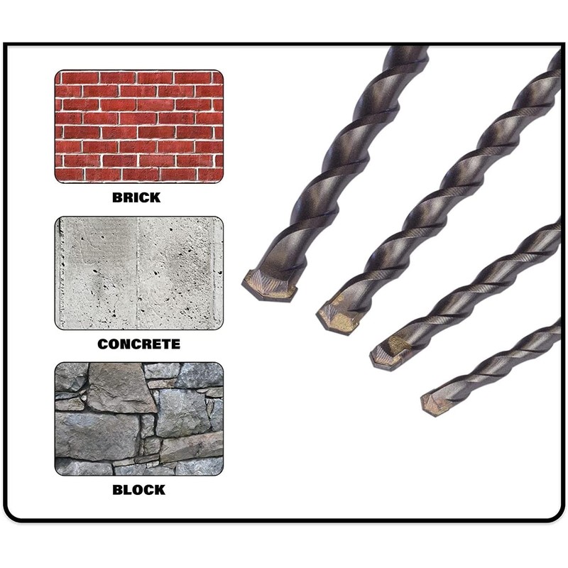 Utoolmart Masonry Drill Bit 12mm x 200mm Carbide Tipped Rotary