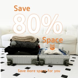 12 Pack Travel Vacuum Compression Bags with Hand Pump, Vacuum Seal Bags for Clothing and Clothes