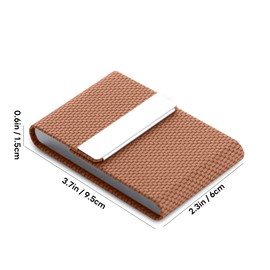 ALXBSONE 2 Pack Business Card Holder, PU Leather Business Card Case, Metal Slim Card Holder Display, Pocket Business Card Box with Magnetic Closure, for Men and Women(Brown)