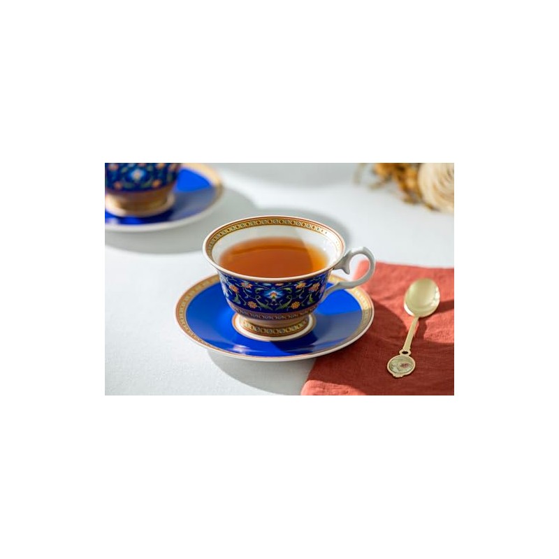Gracie Bone China Royal Blue Floral Bone China Tea Cup