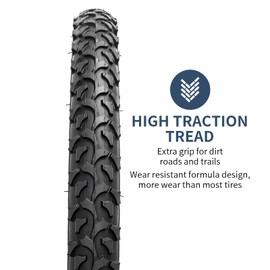 YUNSCM 2-PCS 18" Mountain Bike Tires 18 x 2.125/57-355 and 18" Bike Tubes with 2 Rim Strips Compatible with Off Road Bike 18x2.0 18x2.1 18x2.125 18x2.15 Bicycle Tires and Tubes (Y-326)