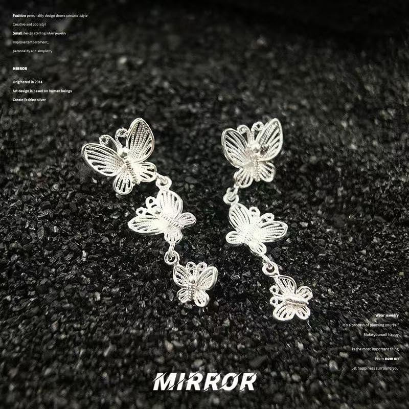 Butterfly Drop Earrings for Women, Lightweight Silver Dangle Earrings Minimalist
