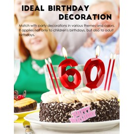 Red Birthday Candles - 80pcs with 6 Long Candles, Perfect for 80th Birthday Parties, Weddings & Anniversaries