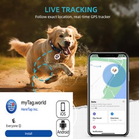 Dog Tracker-GPS Dog Collar-GPS Tracker for Dogs-Pet Tracker for Dogs | Android and iOS Universal | No Monthly Fee | Waterproof | Works with Any Collar