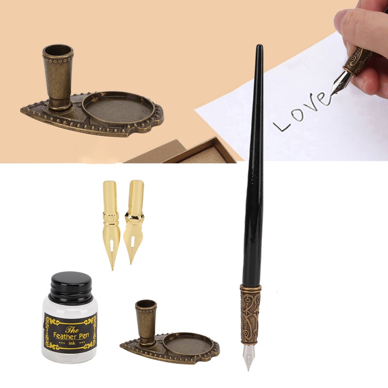 Feather Pen Set Durable Creativity Easy Writing Stationery Gift Box