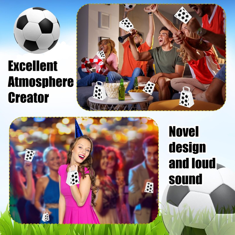 Boao 12 Pcs Soccer Cowbells Bulk 4 Inch Metal Cowbells