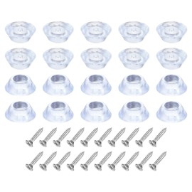 sourcing map 20 Pcs 0.75x0.27 Inch Round Rubber Furniture Feet with Screws, Non-Slip Furniture Floor Pads for Chair Table Sofa Couch Legs, Clear
