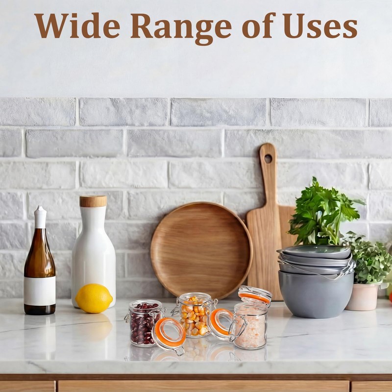 Norme 24 Pcs Glass Spice Jars with Airtight Lid, Leakproof