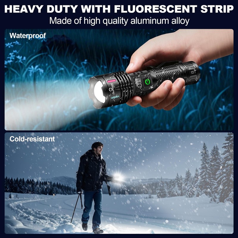 Esgreen Rechargeable Flashlights High Lumens 2000 Single 2 Modes, Super