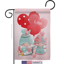 Breeze Decor My Love Gnome Garden Flags Pack Springtime Valentine Happy Heart Couple Romantic February Holiday Support Our Troops Small Decorative Gift Yard House Banner Made in USA 13 X 18.5