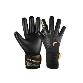 Reusch Pure Contact Infinity Junior Goalkeeper Gloves for Children, Ideal for Artificial Grass, Black/Gold, 6
